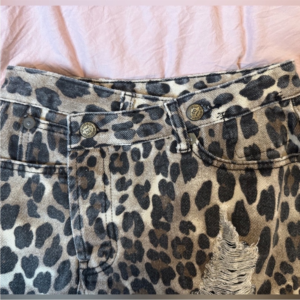 R13 Brown Leopard-Print Distressed Midi Skirt - Picture 7 of 12